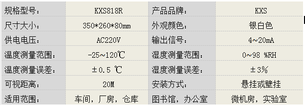 數(shù)顯電子溫濕度記錄儀KXS818R產(chǎn)品參數(shù)